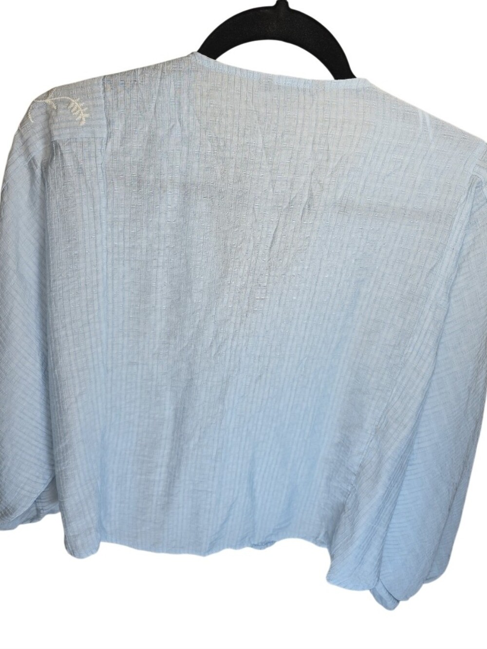Zara Women's Oversized Light Blue Embroidered Lace Boho Blouse Size M NWOT - Picture 3 of 7